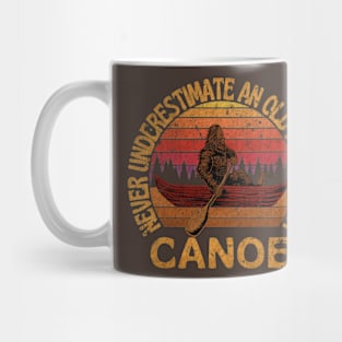 Bigfoot, Never Underestimate An Old Man With A Canoe - VINTAGE Mug